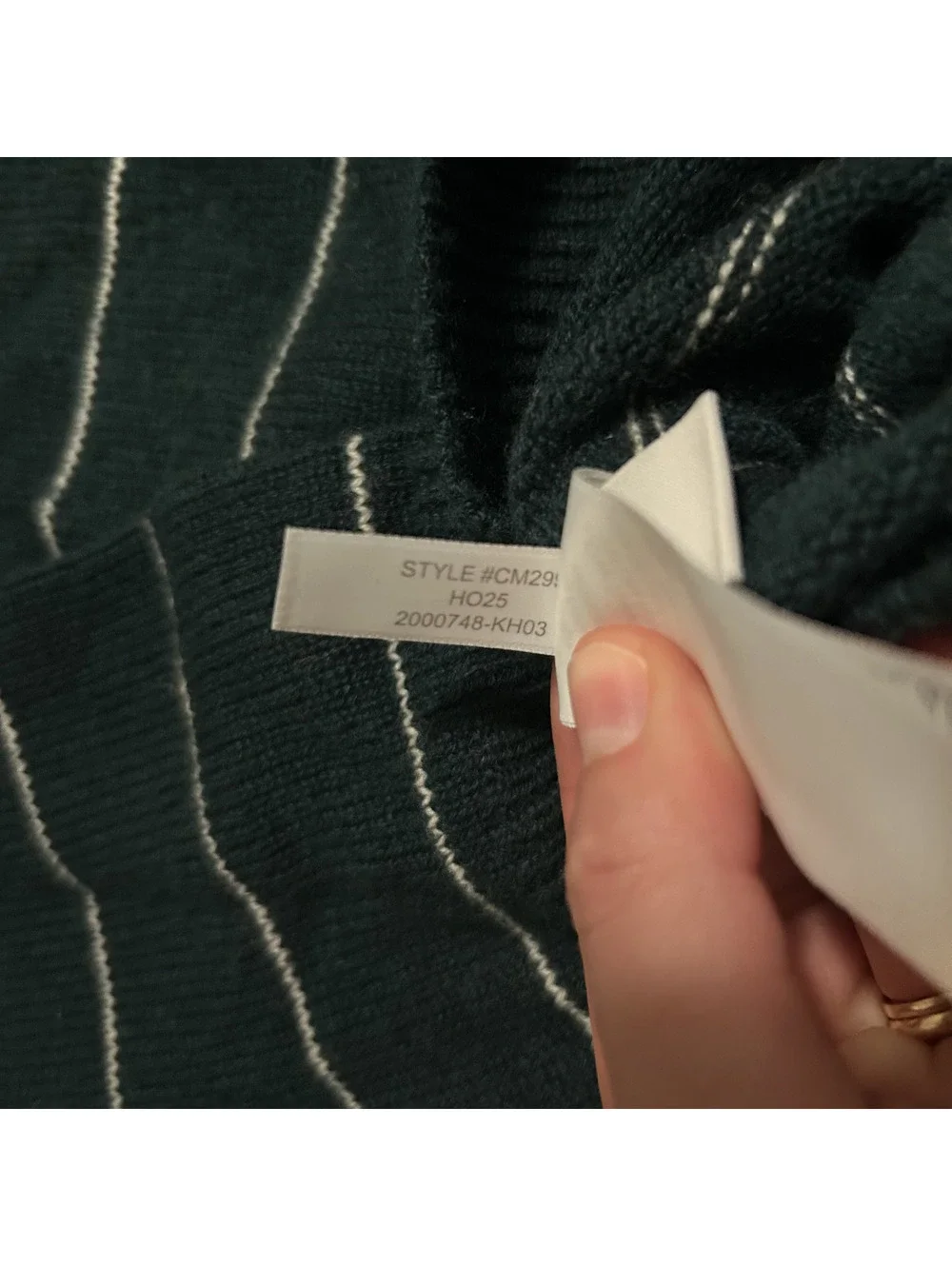 J.Crew Men's Midnight Green Stripe 100% Cashmere Crewneck Sweater Size Large